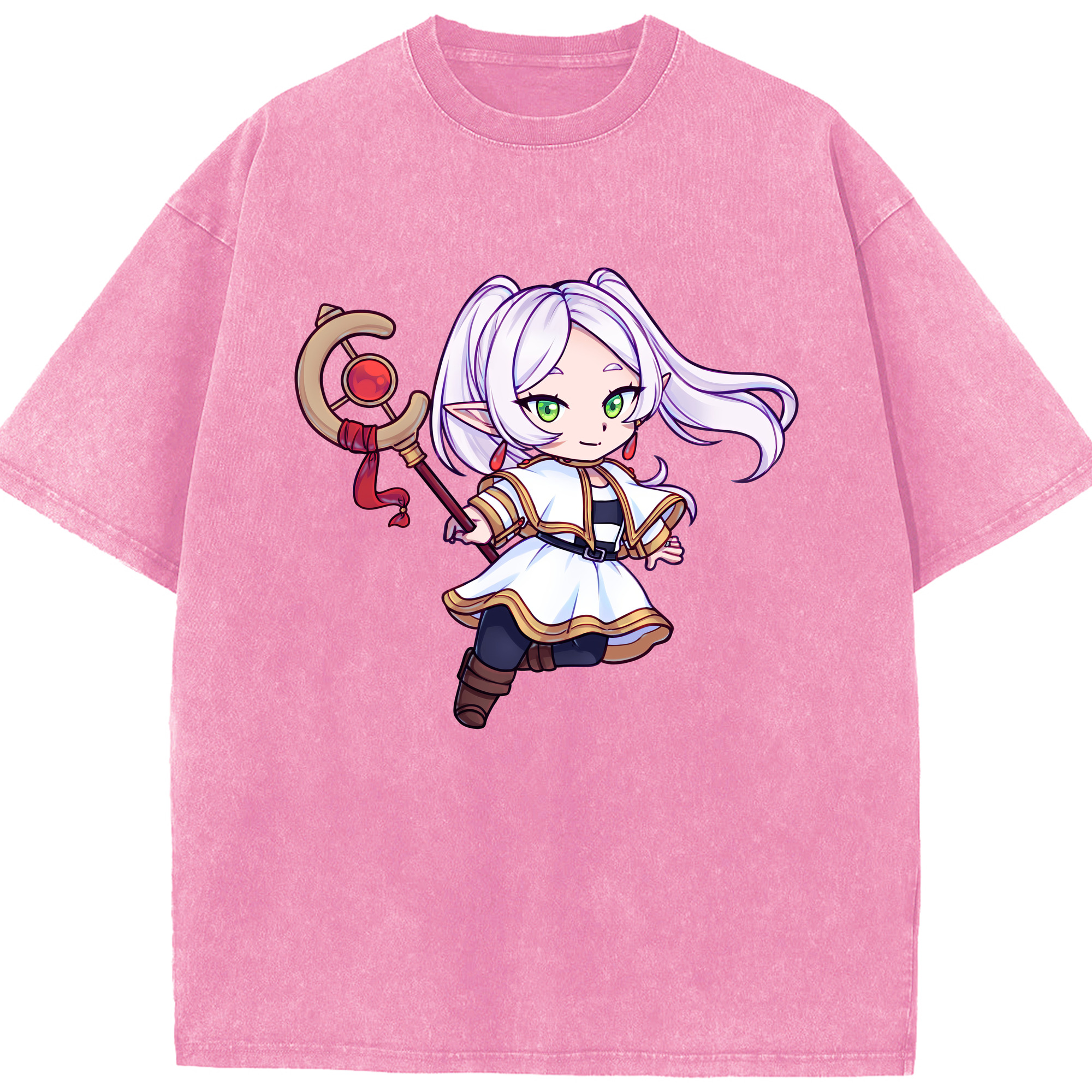 （画像用） 葬送のフリーレン Frieren 綿100% ヴィンテージ風 半袖Tシャツ（フロントプリント）